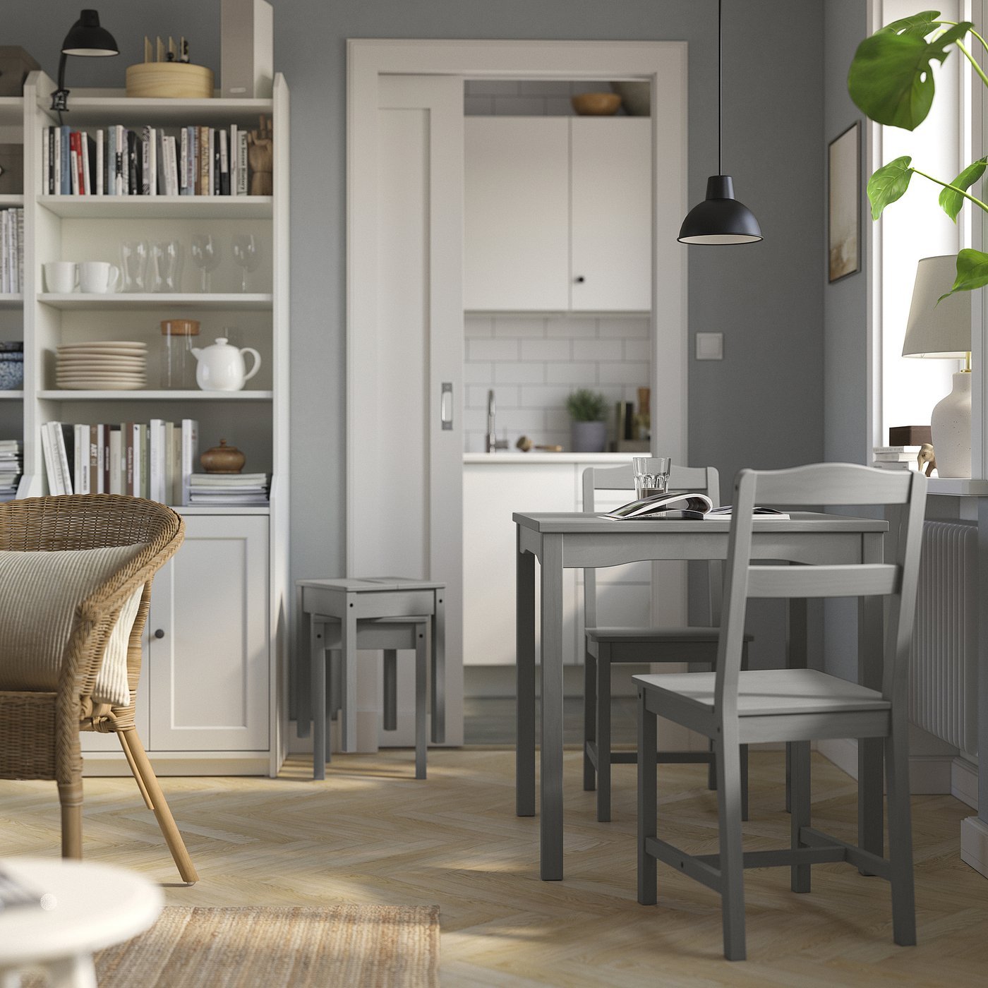 Grey Nest, Table, grey/birch veneer, 74x74 cm - Image 2