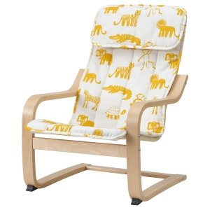 Skogbo Kids Armchair, Children's armchair, birch veneer/Skogbo animal pattern