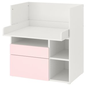 Bloomdesk, Desk, white pale pink/with 2 drawers, 90x79x100 cm